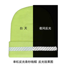 Load image into Gallery viewer, High Visibility Safety Beanie Reflective Knit Ribbed Hats Warm Winter Bonnets for Night Running Hiking Cycling