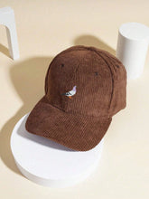 Load image into Gallery viewer, Corduroy baseball cap for men and women in autumn and winter, warm and embroidered pigeon pattern for daily leisure gatherings