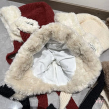 Load image into Gallery viewer, Cute Warm Thick Women Knitted Hat Coldproof with Ties Ear Protection Cap Thickened Windproof Beanies Hat Winter Outdoor