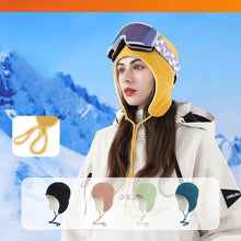 Load image into Gallery viewer, Windproof Sports Skiing Hat Thick Fleece Adjustable Drawstring Warm Fleece Hat Ear-Flap Design Warm Cycling Beanie