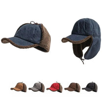 Load image into Gallery viewer, Cozy Retro Bomber Hat Warm Fleece Suede Material Flying Hat Windproof Thickened Design Ear Fleece Hat Winter for Men and Women
