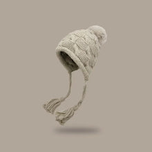 Load image into Gallery viewer, Fashion Tassels Knitted Hat Warm Solid Color Beanie Hat Cold Proof Windproof Earflap Cap Winter