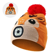 Load image into Gallery viewer, Rechargeable LED Christmas Hat for Kids Warm Outdoor Winter Hat with Detachable Cartoon Luminescent Design Children's gifts