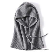 Load image into Gallery viewer, 100%Wool Balaclave Beanies For Women&Men Winter Knitted Neck Face Protect Warm Soft Hooded Hats Drawstring Skullies Headgears