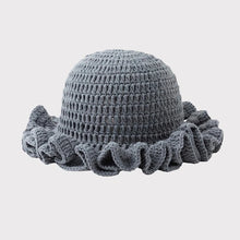 Load image into Gallery viewer, Solid Color Hand Knitted Knit Hat in Bohemian Style with Hollowed Out and Ruffled Design Bucket Shaped Hat Fisherman's Hat