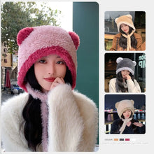 Load image into Gallery viewer, Fashion Bear Ear Knitted Hat Coldproof Windproof Ear Protection Hat Keep Warm Thickened Pompoms Hat for Women Girls