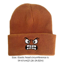 Load image into Gallery viewer, New Warm Knit Hat Angry Expression Leisure Winter Warm Hat Embroidered Cycling Cap Outdoor Sports