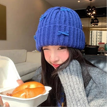 Load image into Gallery viewer, Warm Ear Protection Bow Knitted Hat Cold-proof Korean Style Pullover Hat Cute Bow Thick Bow Winter Hat Autumn
