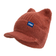 Load image into Gallery viewer, Women's Winter Hat Fashion Faux Fur Knitted Hat Soft Cat Ear Beanie Hats Female Streetwear Cap