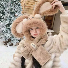 Load image into Gallery viewer, Cute Cartoon Rabbit Ear Knitted Hat Thickened Red Face Pullover Hats Windproof Warm Beanies Hat For Woman Girls