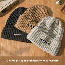 Load image into Gallery viewer, Wool Knit Hats Elastic Cap Winter Windproof and Warm Beanie Hat Solid Color Cap Covers Unisex The Head and Ears For Men Women