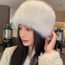 Load image into Gallery viewer, Fashion Plush Fluffy Fur Bucket Hat Warm Furry Fisherman Hat Ear Protection Soft Mongolian Cap Winter