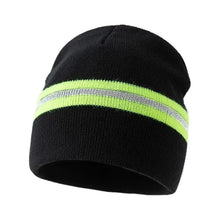 Load image into Gallery viewer, Men Women's Thermal Knit Beanie with Reflective Stripe Winter Warm Hat for Outdoor Sports