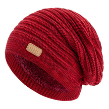 Load image into Gallery viewer, New Style Unisex Slouchy Winter Hats Men Women Striped Mix Warm Beanie Cap NIU Label Decor Plush Fur Lined Winter Knitted Hat