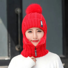 Load image into Gallery viewer, Casual Windproof Wool Knitted Hat Thickened Keep Warm Ear Protection Hat Neck Warmer Pompoms Hat Outdoor Cycling