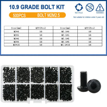 Load image into Gallery viewer, 500Pcs M2 M2.5 Small Screw Bolt Kit 4mm 5mm 6mm 8mm 10mm Electrical Screws Hex Hexagon Socket Cap Laptop PCB Allen Bolts Set
