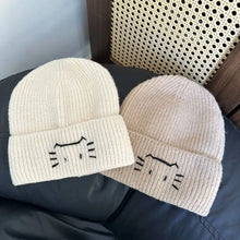 Load image into Gallery viewer, Cartoon Coldproof Kitten Embroidered Pullover Knitted Hat Warm Cat Crochet Cap Thick Pullover Cap Outdoor Sports