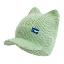 Load image into Gallery viewer, Women's Winter Hat Fashion Faux Fur Knitted Hat Soft Cat Ear Beanie Hats Female Streetwear Cap