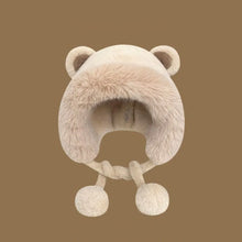 Load image into Gallery viewer, Winter Warm Hat Cute Lacing Bear Ears Hat Ear Protection Velvet Rabbit Ear Woolen Bucket Hat Women