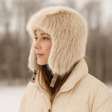 Load image into Gallery viewer, Trendy Luxury Faux Fur Hat Retro Solid Color Raccoon Fur Hat Warm Windproof Winter Hat Unisex Winter Wear