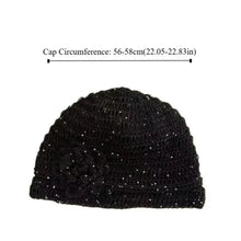 Load image into Gallery viewer, Fashion Flower Knitted Caps Hollow Solid Color Beanies Cap Breathable Hand-woven Sequin Crochet Hat