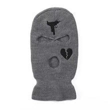 Load image into Gallery viewer, Unisex 3 Hole Winter Knitted Hat Outdoor Sports Full Face Cover Ski Mask Warm Knit Cap Balaclava for Adult Love Heart logo