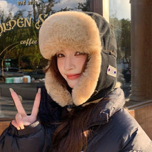 Load image into Gallery viewer, Fashion Thick Bomber Hat with Ear Flaps Waterproof Winter Hat Faux Fur Keep Warm Russian Cap Female