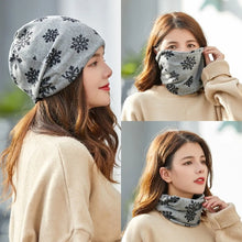 Load image into Gallery viewer, Multifunctional Cartoon Knitted Woolen Scarf Windproof Cold-proof Cover Head Cap Keep Warm Thickened Bib Twist Cap Women