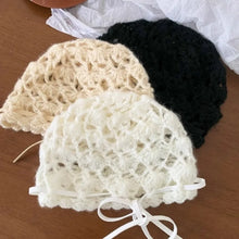 Load image into Gallery viewer, Fashion with Knot Knitted Hat Hollow Design Korean Style Beanie Cap Crochet Hat Autumn