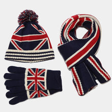 Load image into Gallery viewer, New Adult USA National Flag Hat Scarf Gloves Three-piece Set With Top Ball Winter Outdoor Unisex Warm Hats Set