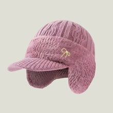 Load image into Gallery viewer, Fashion Middle-aged Mother Hat Bowknot Windproof Knitted Peaked Hat Thickened Keep Warm Bomber Hat Winter