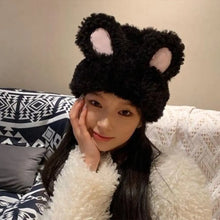 Load image into Gallery viewer, Casual Cute Rabbit Ear Warm Hat Thickened Keep Warm Wool Knitted Hat Windproof Ear Protection Beanie Cap for Women