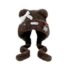 Load image into Gallery viewer, Cute Warm Thick Knitted Hat Bow-knot Little Bear Beanies Hat Coldproof Windproof Ear Protection Cap Women Girls