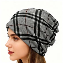 Load image into Gallery viewer, Contrasting Colors Pullover Hat Multifunctional Plaid Print Turban Hats Scarf Pullover Hat Casual Hedging Cap Autumn and Winter