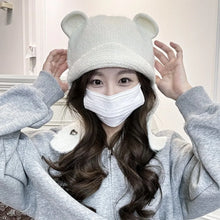 Load image into Gallery viewer, Fashion Cute Bear Ears Knitted Hat Windproof Cold Proof Warm Hat Ear Protector Hat Women