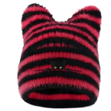 Load image into Gallery viewer, Fashion Keep Warm Women Cat Ear Knitted Hat Windproof Thickned Pullover Hat Cold Proof Embroidered Hat Outdoor Sports