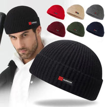 Load image into Gallery viewer, Fashion Solid Color Men Knitted Hat Street Style Hip Hop Brimless Skullcap Winter Warm Winter Knitted Bonnet Autumn Winter