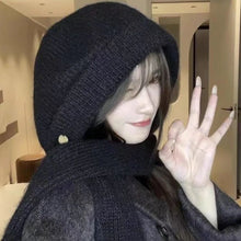 Load image into Gallery viewer, New Warm Knitted Winter Balaclava Neck Protection Soft Hooded Hat Thickened Solid Color One-Piece Scarf Cap Women