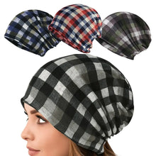 Load image into Gallery viewer, Pullover Hat Plaid Print Scarf Pullover Hat Turban Hats Multifunctional Keep Warm Women's Pile Hat
