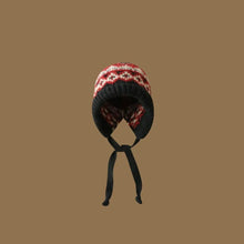 Load image into Gallery viewer, Cute With Strap Jacquard Knitting Hat Wind-Resistant Ear Protection Pullover Bonnets Warm Lace up Earmuffs Pile Cap