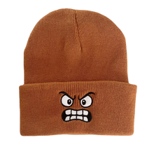 Load image into Gallery viewer, New Warm Knit Hat Angry Expression Leisure Winter Warm Hat Embroidered Cycling Cap Outdoor Sports