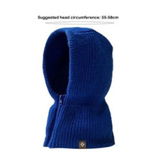 Load image into Gallery viewer, Pullover Snood Thickened Wool Knit Hood Hat Warm with Zipper Neck Warmer Ear Protection One-Piece Design Snow Beanie Cap Unisex