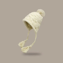 Load image into Gallery viewer, Fashion Tassels Knitted Hat Warm Solid Color Beanie Hat Cold Proof Windproof Earflap Cap Winter