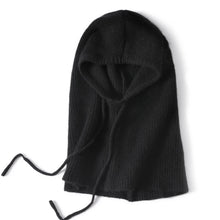 Load image into Gallery viewer, 100%Wool Balaclave Beanies For Women&Men Winter Knitted Neck Face Protect Warm Soft Hooded Hats Drawstring Skullies Headgears