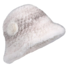 Load image into Gallery viewer, Women's Winter Gneuine Mink Fur Textile Knitted Bucket Hat Real Fur Fluffy Fishman Cap Cold Weather Warm Hats For Lady Luxury