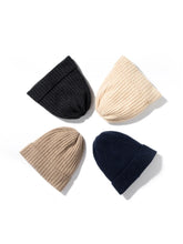 Load image into Gallery viewer, s Women 35% Cashmere Knit Ribbed Beanie Caps Solid Color Winter Autumn Warm Hat Men Wool Blends Unisex Natural Guaranteed