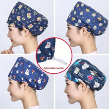 Load image into Gallery viewer, Unisex Cartoon Printing Scrub Cap Adjustable Buckle Print Design Nursing Cap Pure Breathable Soft Lab Scrub Hat Operating Room