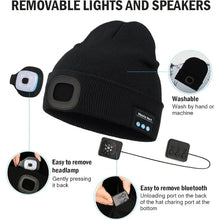 Load image into Gallery viewer, Warm LED Beanie Hat Bluetooth 5.4 Wireless Stereo Headset USB Rechargeable Adjustment 3 Gear Dimming LED Light Warm Music Hat