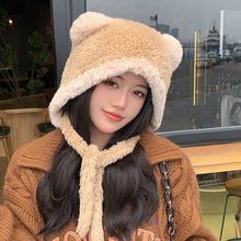 Load image into Gallery viewer, Fashion Bear Ear Knitted Hat Coldproof Windproof Ear Protection Hat Keep Warm Thickened Pompoms Hat for Women Girls