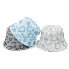 Load image into Gallery viewer, Women's Sherpa Bucket Hat with Heart Pattern Winter Cozy Fisherman Cap Furry Boonie Hat Cute Outdoor Fashion